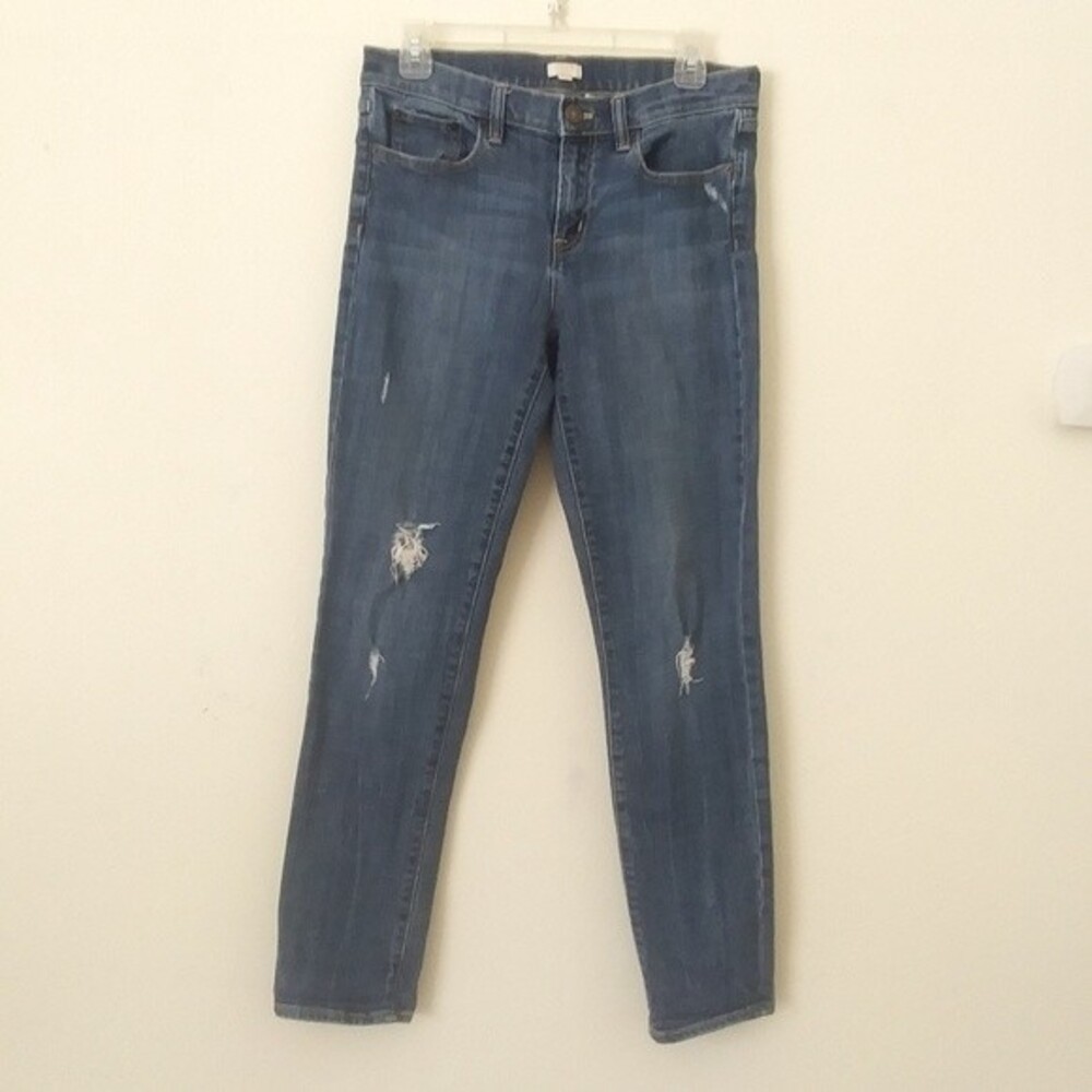 J. Crew Factory Distressed Mid-Rise Stretch Slim Fit Jeans, Size 29